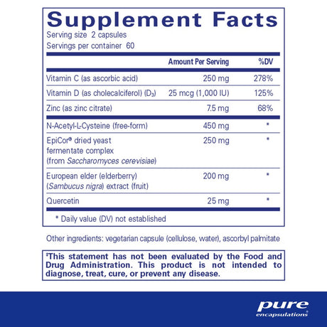 Pure Encapsulations - Puredefense with NAC - Enhances First-Line Immune Defense and Upper Respiratory Health - 120 Capsules