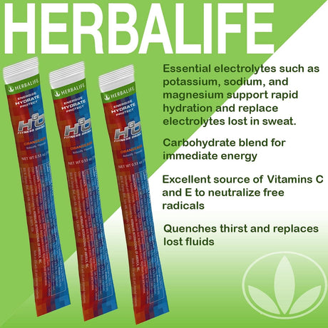 Herbalife H³O Fitness Drink: Orangeade 15 Packets, Carbohydrate Blend for Immediate Energy, Energize, Hydrate, Protect, Naturally Flavored