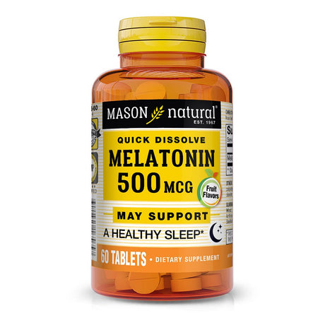 Mason Natural Melatonin 500 Mcg - Natural Sleep Aid, Supports Healthy Sleep & Rest, 60 Quick Dissolve Tablets