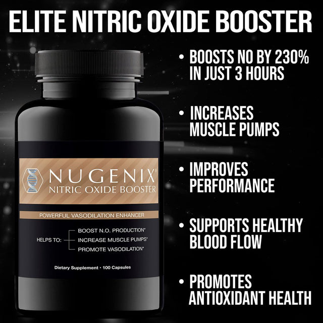 Nugenix Nitric Oxide Booster Supplement - L-Arginine, L-Citrulline, Pine Bark Extract - Vasodilator - 100 Capsules