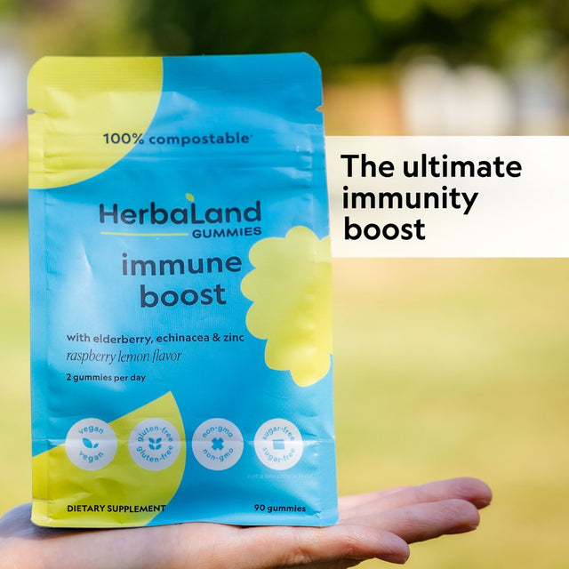 Herbaland - Immune Boost Gummies for Adults - Vegan Vitamin Supplement, Raspberry Lemon Flavor