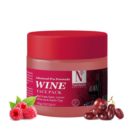 Nutriglow Natural'S Wine Face Pack for Glowing Skin with Kaolin Clay, All Skin Types (3.5 Oz - 100G)