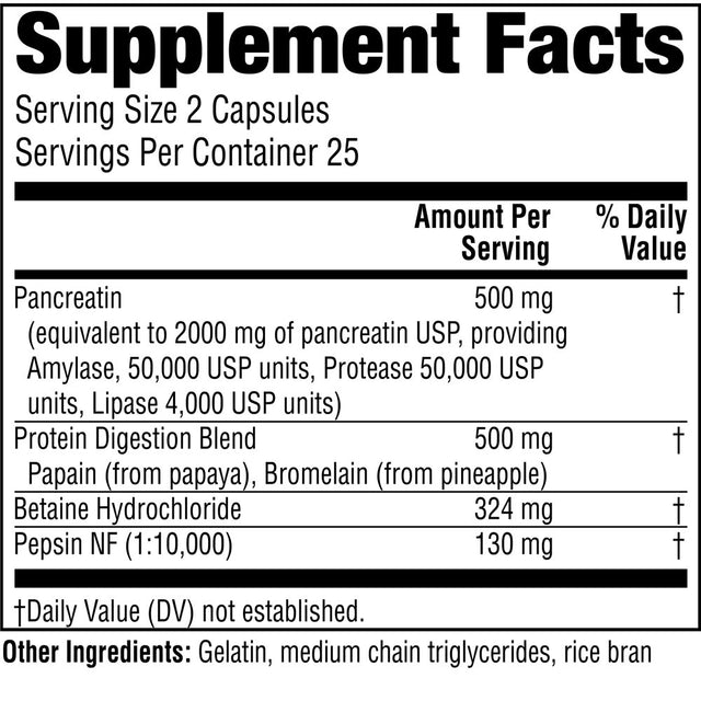 Twinlab Super Enzyme Caps - Digestive Enzymes with Pancreatin, Bromelain and Betaine HCL - Pancreatic Enzymes and Bromelain Supplement for Gut Health, Constipation and Gas Relief, 50 Caps (Pack of 4)