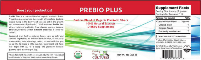 Cutting Edge Cultures Prebio plus Prebiotic Fiber Powder BEST Custom Blend of Organic Prebiotic Fibers Dietary Supplement 8 Oz