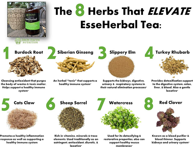 Esseherbal Tea 8 Herb Formula W/Organic Minerals/Non-Gmo/Vegan/Organic/Detox & Cleanse Support Immune System (32 Oz)