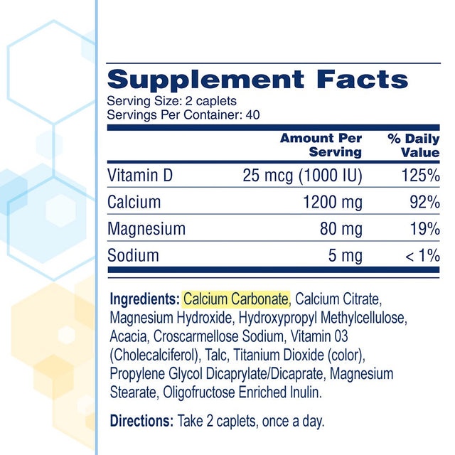 Citracal Slow Release 1200 Calcium with Vitamin D3, Caplets, 80 Count