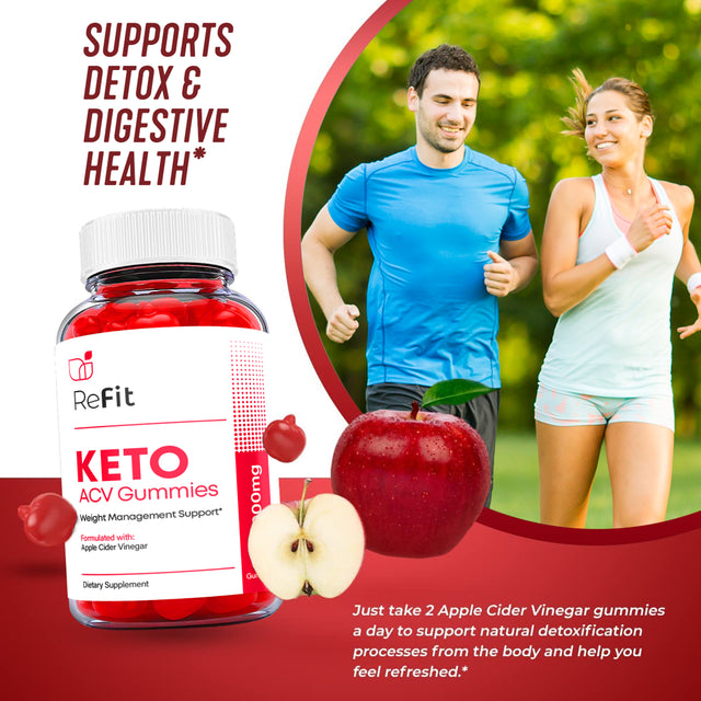 (2 Pack) Refit Keto ACV Gummies - Supplement for Weight Loss - Energy & Focus Boosting Dietary Supplements for Weight Management & Metabolism - Fat Burn - 120 Gummies