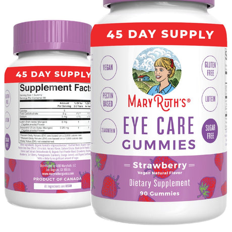 Maryruth Organics | Eye Care Gummies | Eye Vitamins | Strawberry Flavor | Vegan, Non-Gmo, Sugar Free | 90 Count