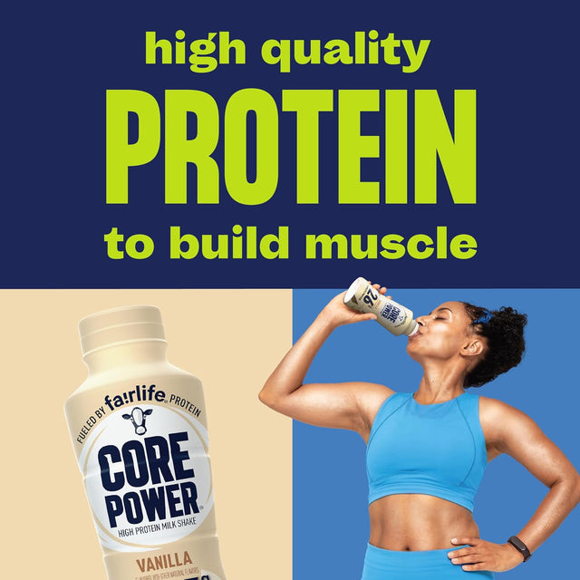 Core Power Fairlife 26G Protein Milk Shakes, Ready to Drink for Workout Recovery Liquid, Vanilla, 14 Fl Oz Bottle, Kosher (Pack of 12)