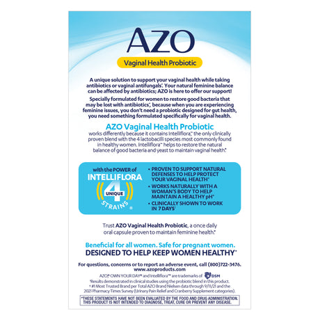 AZO Vaginal Health Probiotic Supplement Capsules for Female Balance, 14 Ct