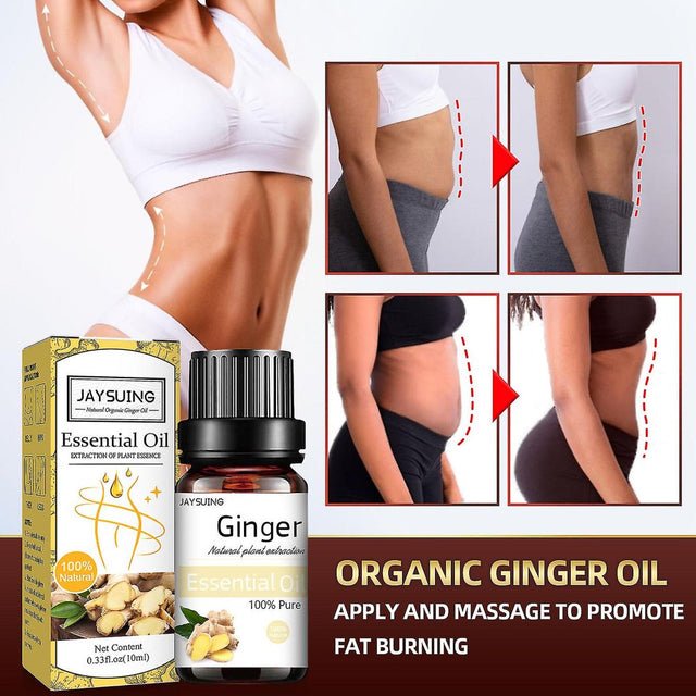 10Ml Organic Ginger Oil, Natural Ginger Oil Belly Drainage Ginger Oil, Body Massage Organic Ginger Essential Oil for Swelling and Pain Relief