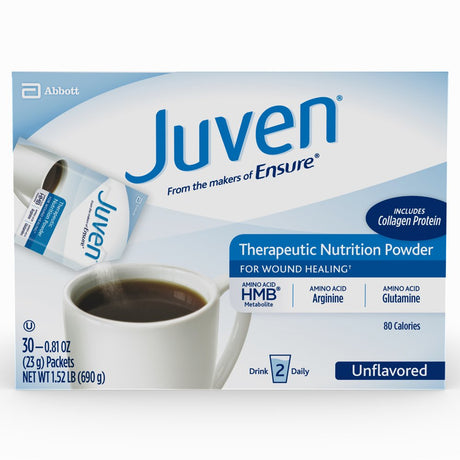 Juven Therapeutic Nutrition Drink Mix Powder for Wound Healing Support, Includes Collagen Protein, Unflavored, 30 Count