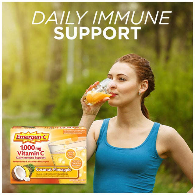 Emergen-C Daily Immune Support Vitamin C Supplement Powder, Coconut Pineapple, 30 Ct