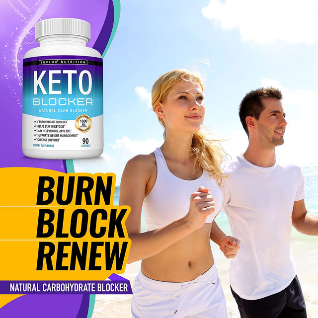 Toplux Keto Blocker Pills White Kidney Bean Extract - 1800 Mg Natural Ketosis, Support Keto Diet, for Men Women, 90 Capsules, Supplement