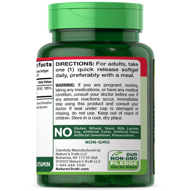 D3 1000 Iu 250 Softgels | Essential Vitamin D | Value Size | Non-Gmo, Gluten Free | by Nature'S Truth