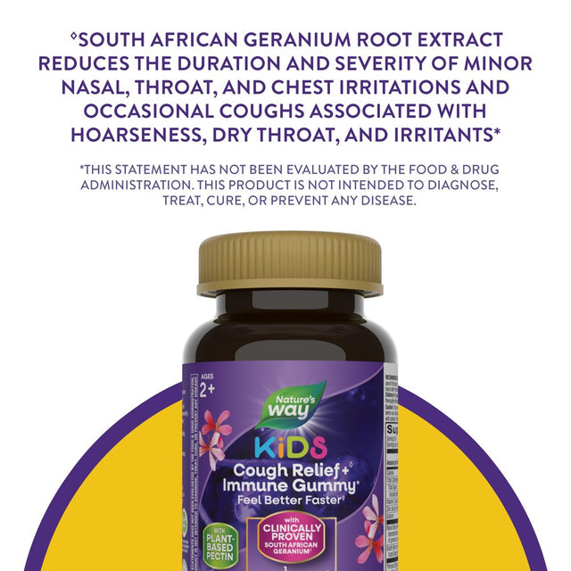 Nature'S Way Sambucus Kids Cough Relief + Immune Gummies, with Elderberry Extract & Vitamin C, 36Ct