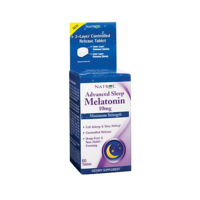 Natrol Advanced Sleep Melatonin 10 Mg Maximum Strength Tablets - 60 Ea, 2 Pack