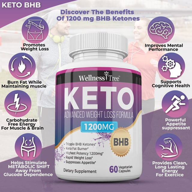 Max Strength Keto Diet Pill 1200Mg - 60 Capsules - Advanced Weight Loss Supplement - Burn Fat for Energy, Boost Metabolism, Ketosis Support - Non-Gmo, Gluten-Free - 2 Pack