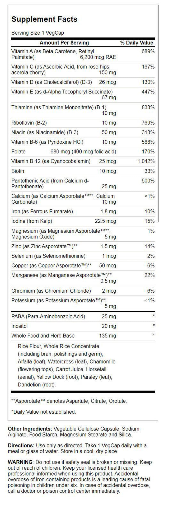 Solaray Once Daily High Energy Multivitamin | Supports Immunity & Energy | Whole Food Base Ingredients | Mens and Womens Multi Vitamin | 180 Vegcaps