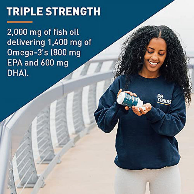 Dr. Tobias Omega 3 Fish Oil, Triple Strength, Supports Brain & Heart Health, 2000 Mg per Serving, 60 Soft Gels (2 Daily, 30 Day Supply)