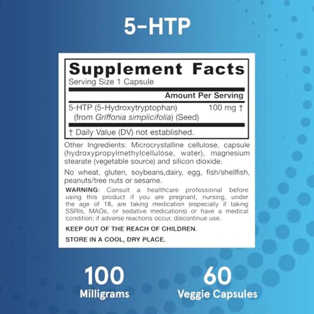 Jarrow Formulas 5-HTP, Brain and Memory Support, 100 Mg, 60 Caps