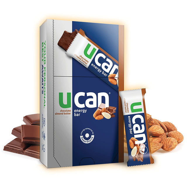 UCAN Chocolate Almond Butter & Cherry Berry Energy Bars Bundle - No Added Sugar, Soy-Free, Non-Gmo, Vegan, & Keto-Friendly