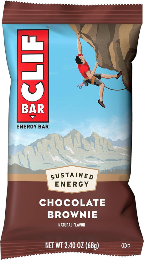 CLIF BAR - Chocolate Brownie Flavor - Made with Organic Oats - 10G Protein - Non-Gmo - Plant Based - Energy Bars - 2.4 Oz. (18 Pack)