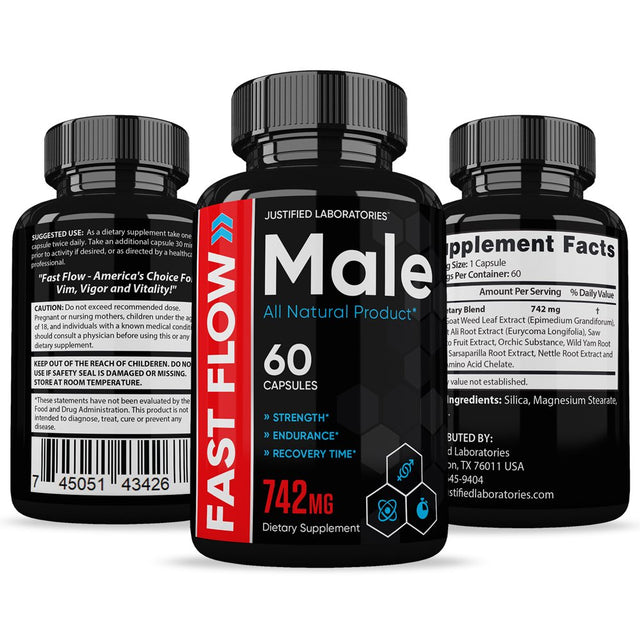 (3 Pack) Fast Flow Men’S Health Supplement 1484Mg 180 Capsules