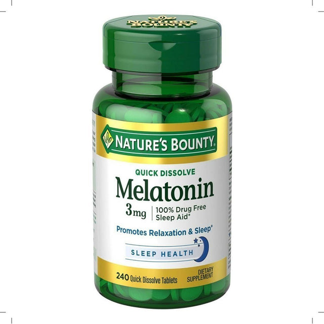 Nature'S Bounty Melatonin 3Mg, 100% Drug Free Sleep Aid, 240 Tabs, 2-Pack