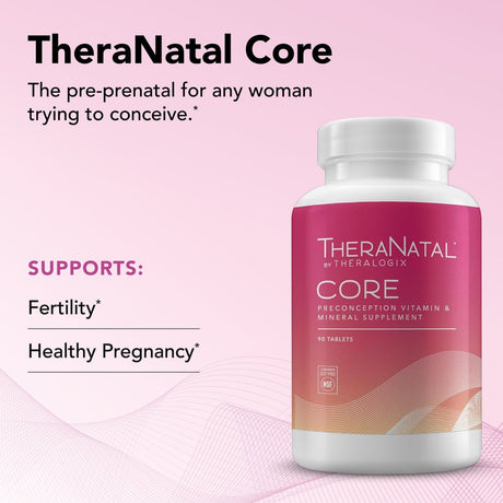 Theralogix Theranatal Core Preconception Prenatal Vitamin (90 Day Supply) | Prenatal Fertility Supplements for Women Trying to Conceive | NSF Certified