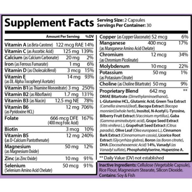 Herbacap 5-Focus Mental Clarity Supplement for All Ages of Men & Women, Multivitamin Supplement for Boost Memory & Concentration, Enhance Cognitive & Brain Health