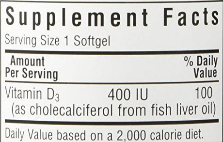 Bluebonnet Vitamin D3 400 Iu, 250 Ct