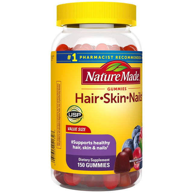 Nature Made Hair Skin and Nails with Biotin 2500 Mcg Gummies, Dietary Supplement, 150 Count