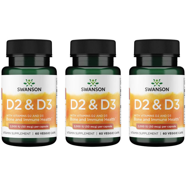 Swanson Vitamin D2 and D3 Complex 2,000 Iu (50 Mcg) 60 Veg Caps 3 Pack