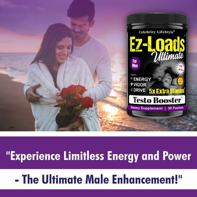 Ez-Loads Ultimate Testosterone Booster Vitamin Supplement for Men, Male Enhancing Libido Booster Vitamins 150 Count