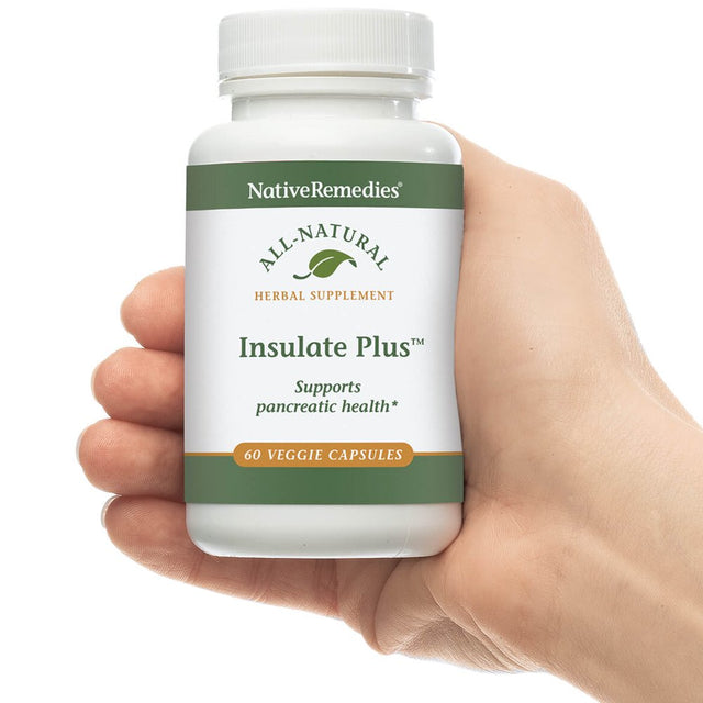 Nativeremedies Insulate plus Capsules - All Natural Herbal Supplement Supports Pancreatic Health and Maintaining Blood Sugar Levels Already in the Normal Range - 60 Veggie Caps