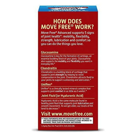 Move Free Triple Strength Glucosamine Chondroitin and Hyaluronic Acid Joint Supplement, 80 Count