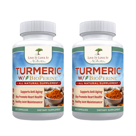 Live It Love It Turmeric Capsules W/Bioperine, for Promotes Joint Health & Overall Wellbeing (2 Pack)