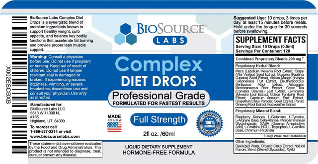 Complex Diet Drops – Best Natural Weight Management Drops for Men and Women (1 Bottle, 2 Fl Oz)