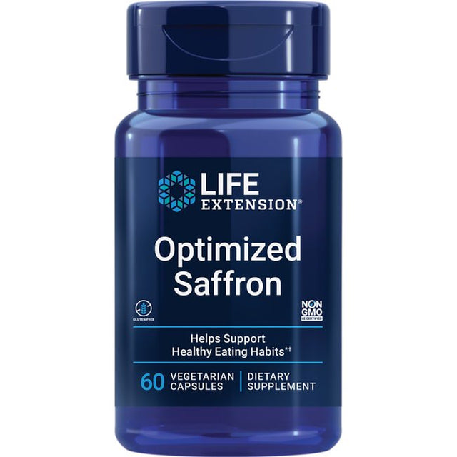 Life Extension Optimized Saffron, Saffron Extract, Saffron Supplement That Helps You Fight the Urge to Snack, Non-Gmo, Gluten-Free, Vegetarian, 60 Vegetarian Capsules