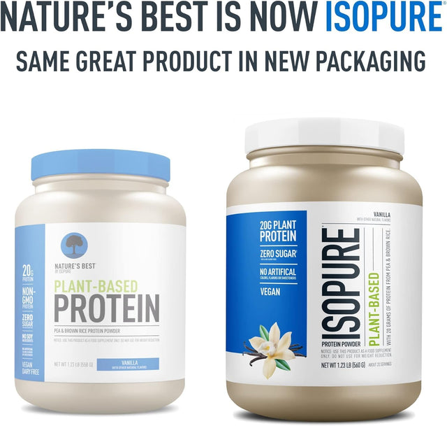 Isopure Vanilla Vegan Protein Powder, with Monk Fruit Sweetener & Amino Acids, Post Workout Recovery, Sugar Free, Plant Based, Organic Pea Protein, Dairy Free, 20 Servings (Packaging May Vary)