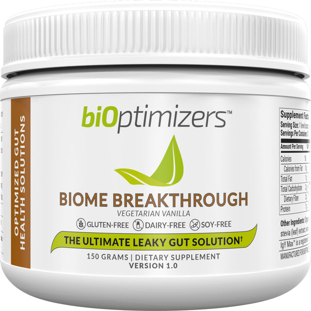 Biome Breakthrough by Bioptimizers: Leaky Gut Repair Powder, Vanilla, 150G