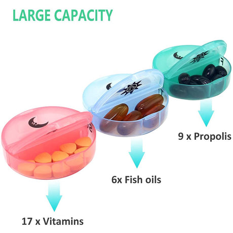 Weekly Pill Organizer 7 Day 2 Times a Day, Travel Pill Box with AM/PM Daily Pill Containers, Pill Cases for Vitamin, Fish Oil, Supplements