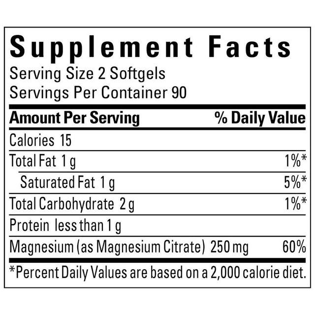 Nature Made Magnesium Citrate 250 Mg per Serving, Dietary Supplement for Muscle, Nerve, Bone and Heart Support, 120 Softgels, 60 Day Supply