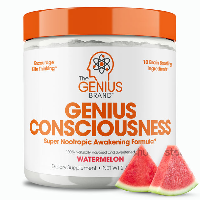 Nootropic Brain Supplement Powder - Boost Focus, Cognitive Function & Memory Booster, Watermelon, Genius Consciousness by the Genius Brand