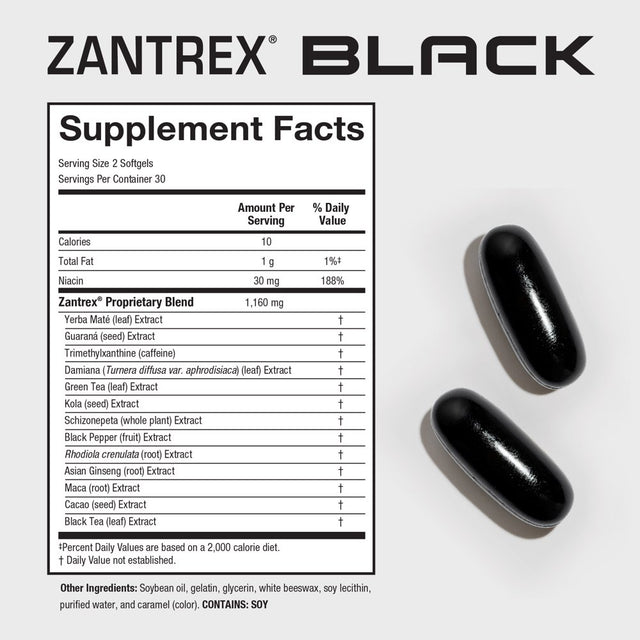 Zantrex Black – Energizing Weight Management Supplement Pills – Clinically Validated Ingredients – Dietary Supplements - 60 Count