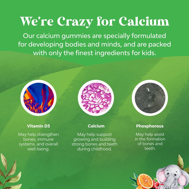 Delicious Kids Calcium Gummies - Toddler Vitamin D and Calcium Gummies for Children - Kids Vitamin Gummies with Calcium and Vitamin D for Muscle Bone and Teeth Development - Kosher Childrens Gummies