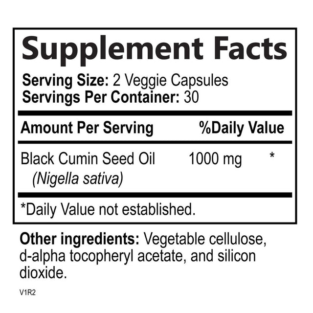 Black Seed Oil - 100% Cold Pressed Blackseed Oil, Vegan 1000Mg - Extra Strength Nigella Sativa for Joint, Hair, Skin & Immune Support, Pure Black Cumin Seed Oil Antioxidant, Non-Gmo - 60 Capsules