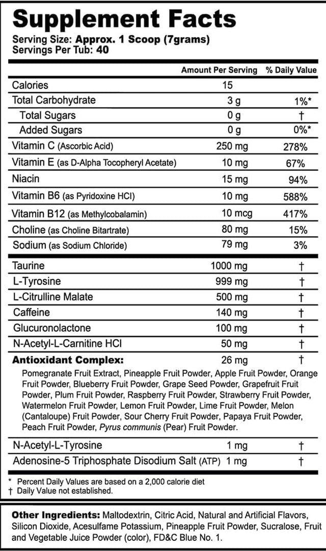 Hype Sauce Energy Powder, Sugar Free, Clean Caffeine Focus Supplement, Water Mix, Raspberry Lemonade Flavor, Focus Amino, Vitamin + Antioxidants Blend, 9.8 Oz (40 Servings)