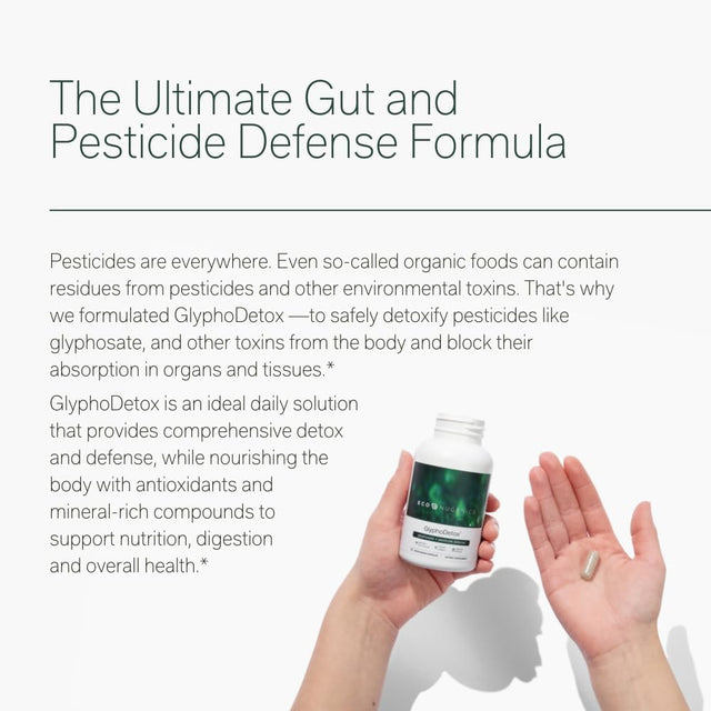 Econugenics Glyphodetox Supplement - Safely Remove Glyphosate Pesticides and Agricultural Toxins - Kelp, Citrus Pectin, Algimate, Glycine - 60 Veggie Capsules